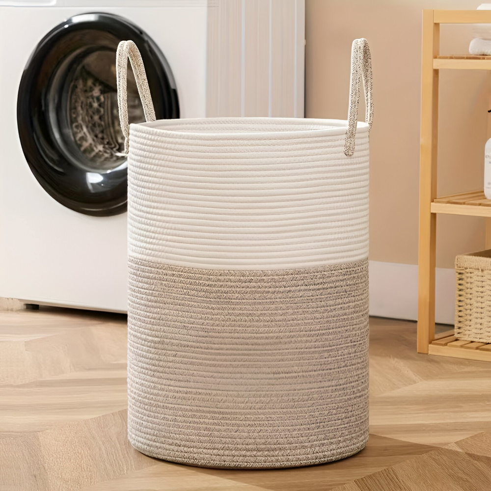 Extra Tall 58L Cotton Laundry Hamper – Weekly Storage Solution