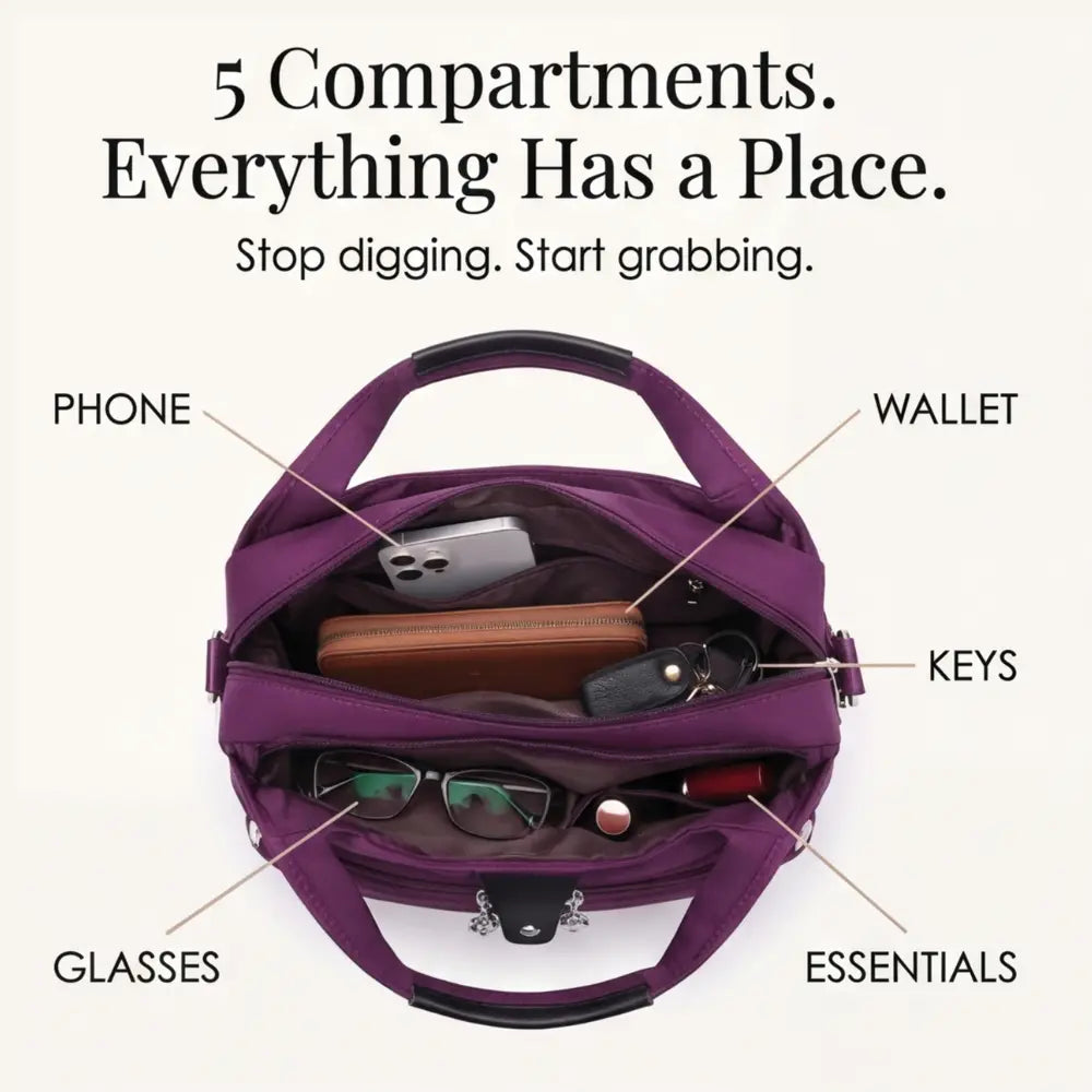 Shoulder Bag with 5 Pockets – Anti-Theft Design