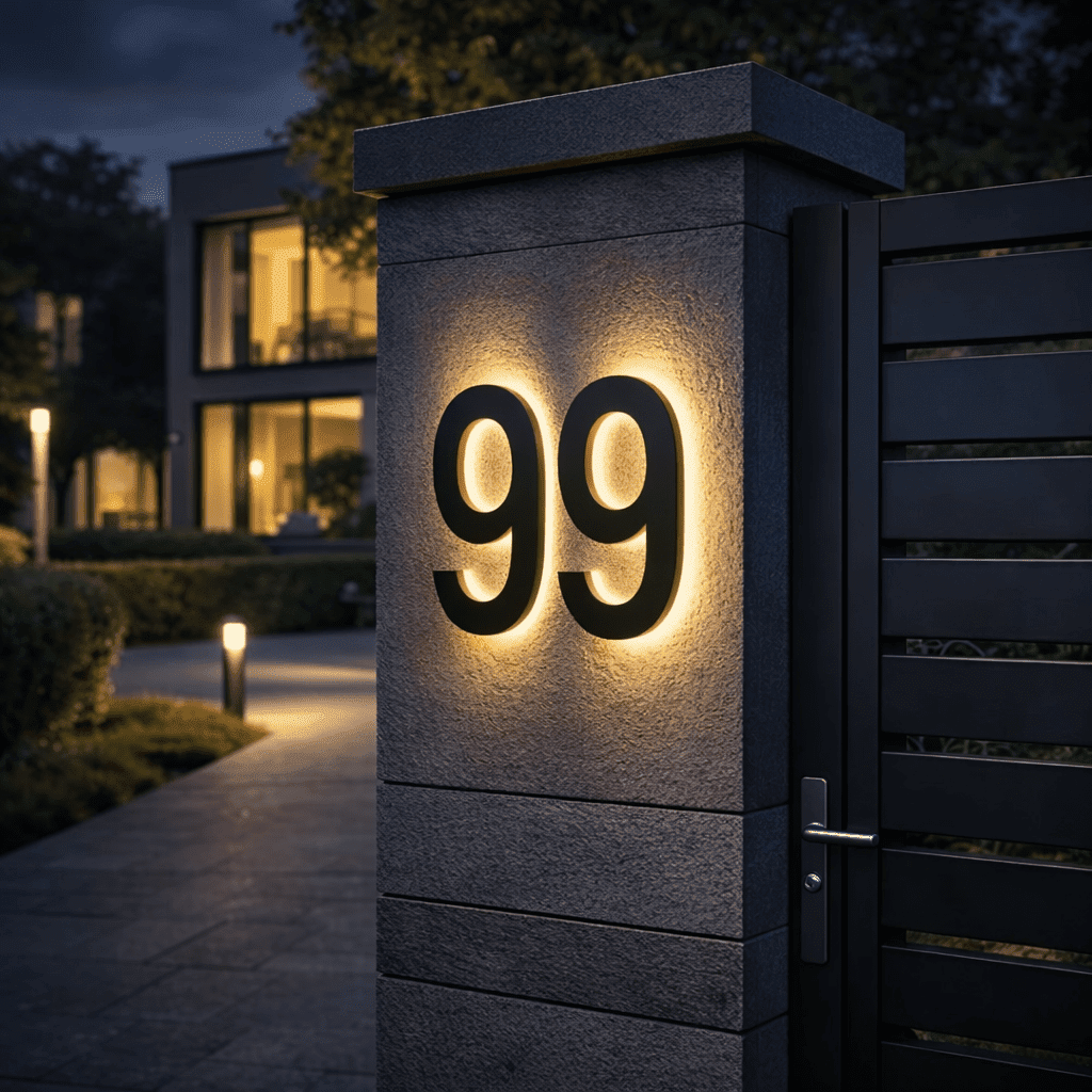 Illuminated House Number Sign with Customizable LED Display