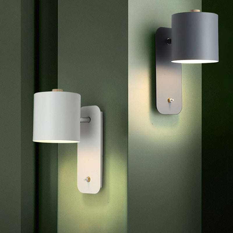 Modern Cylindrical LED Wall Sconce with Integrated Switch