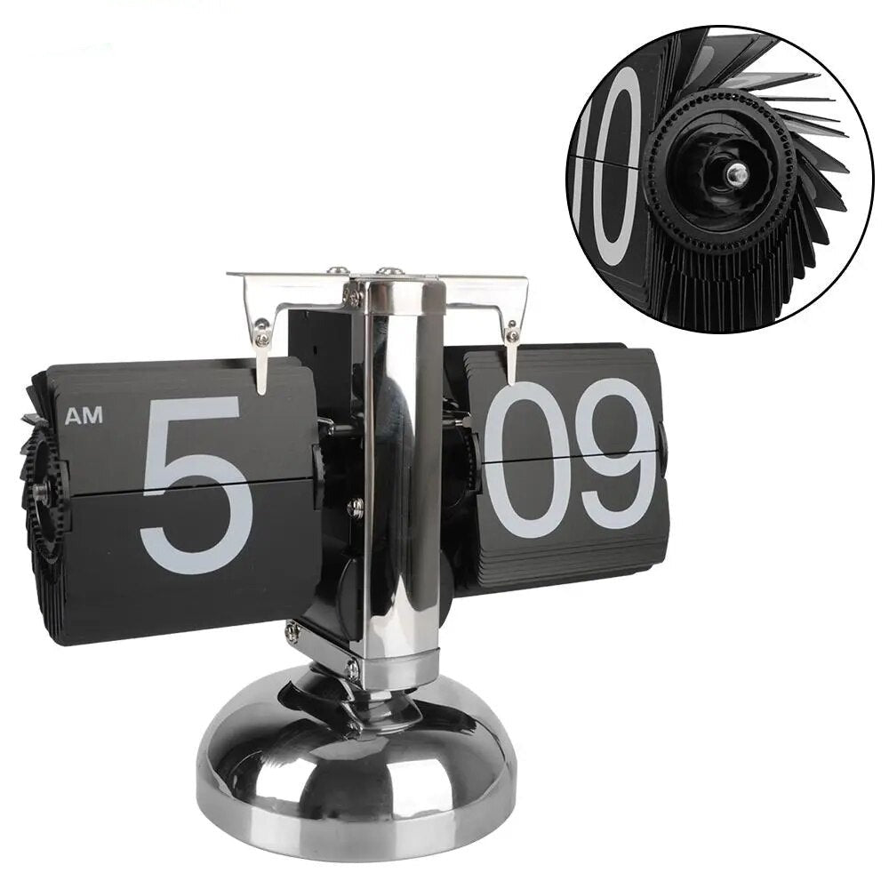 Silent Quartz Movement Desk Clock with Large Numbers and Flip Card Design