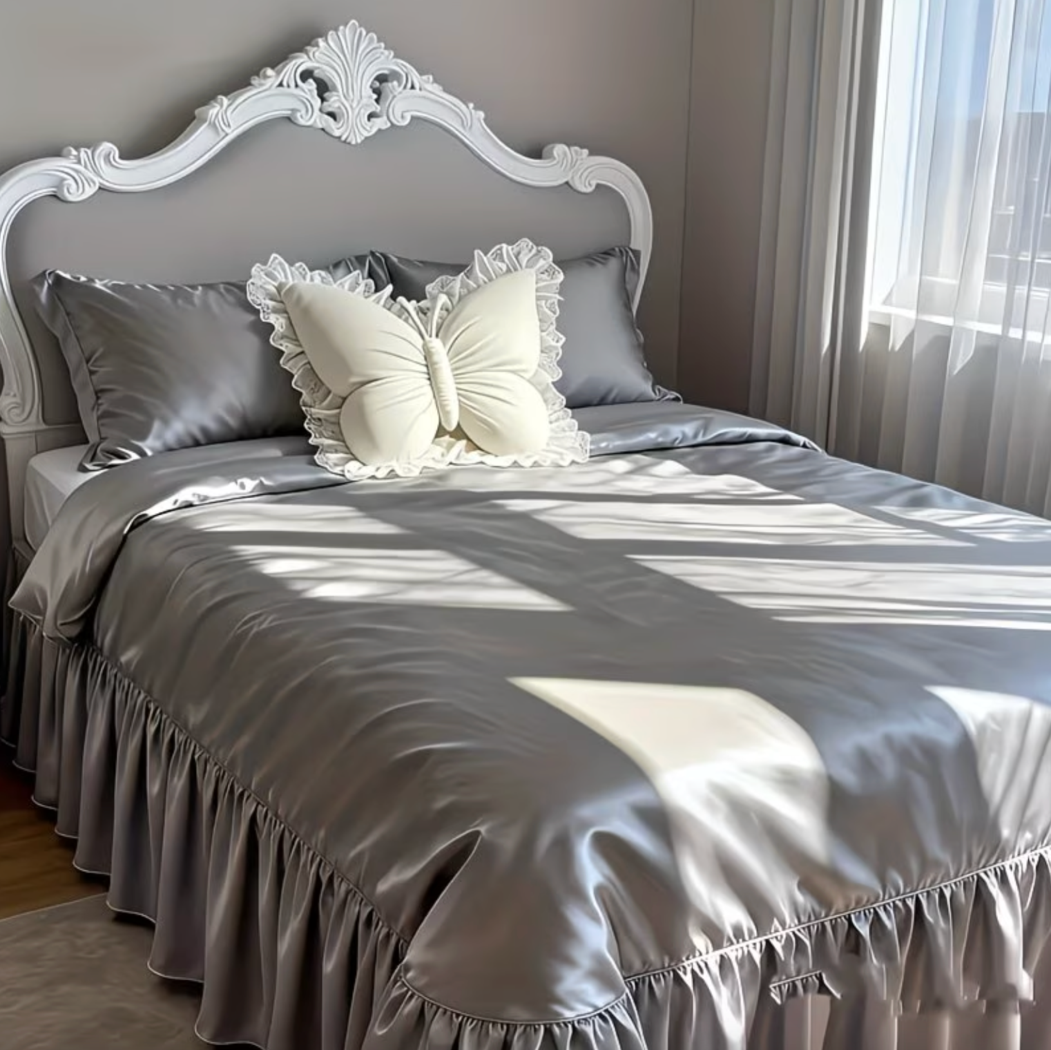 Charming Butterfly Shaped Cushion with Lace Accents