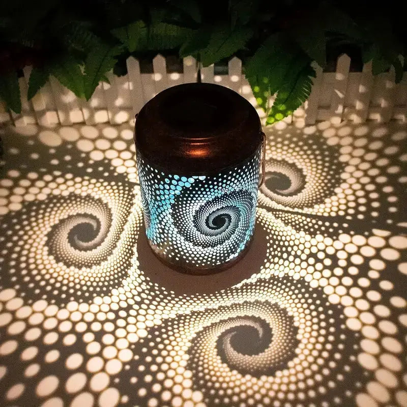 Outdoor Bronze Lantern with Swirling Light Design for Gardens