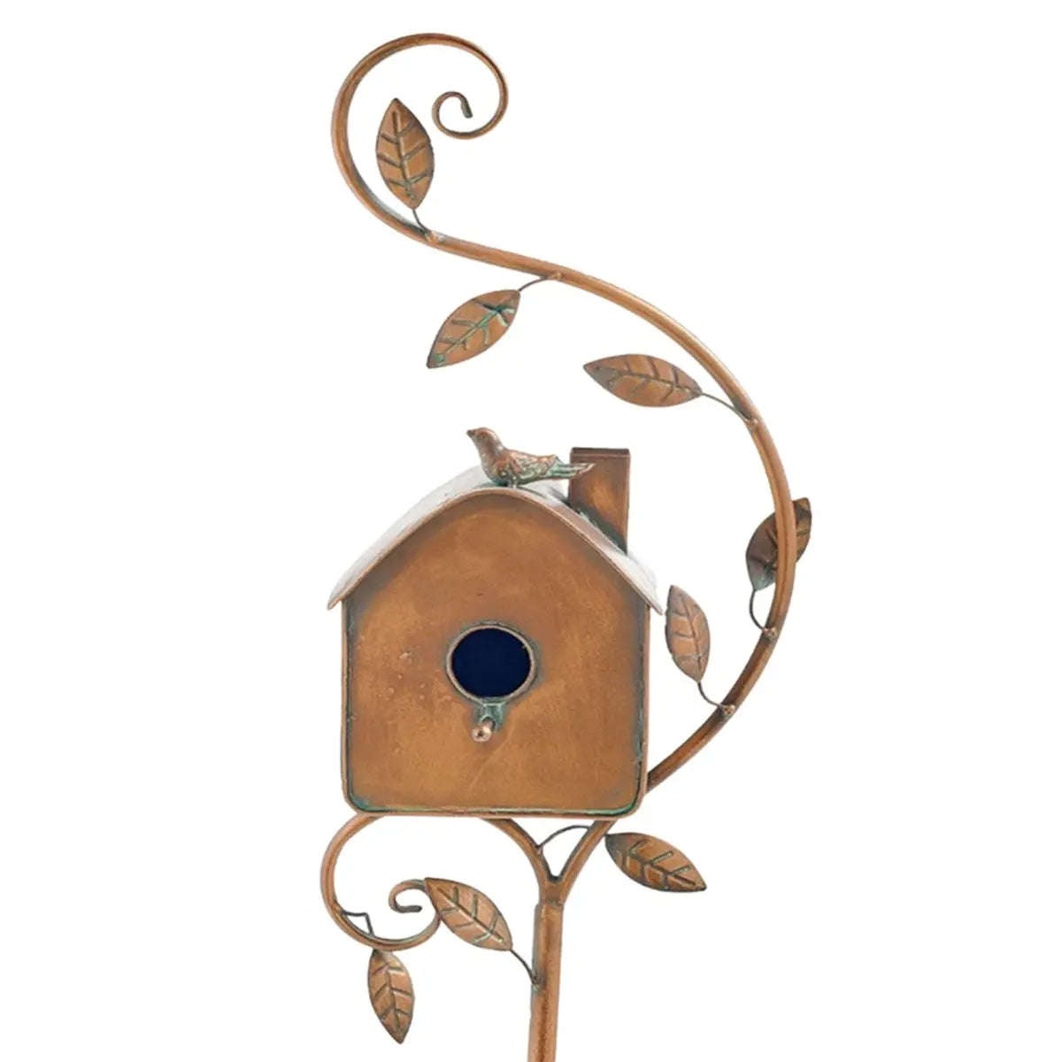 Vintage-Style Garden Stake with Decorative Metal Birdhouse
