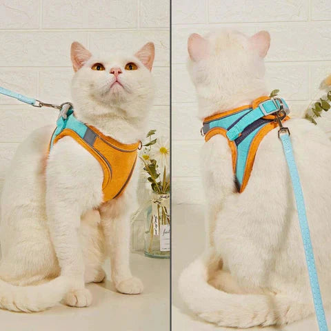 Reflective Safety Stripes Cat Harness and Leash – Comfortable Design