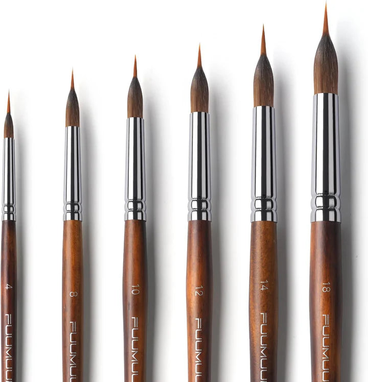 Precision Brush Set for Fine Lines | Wooden Handle