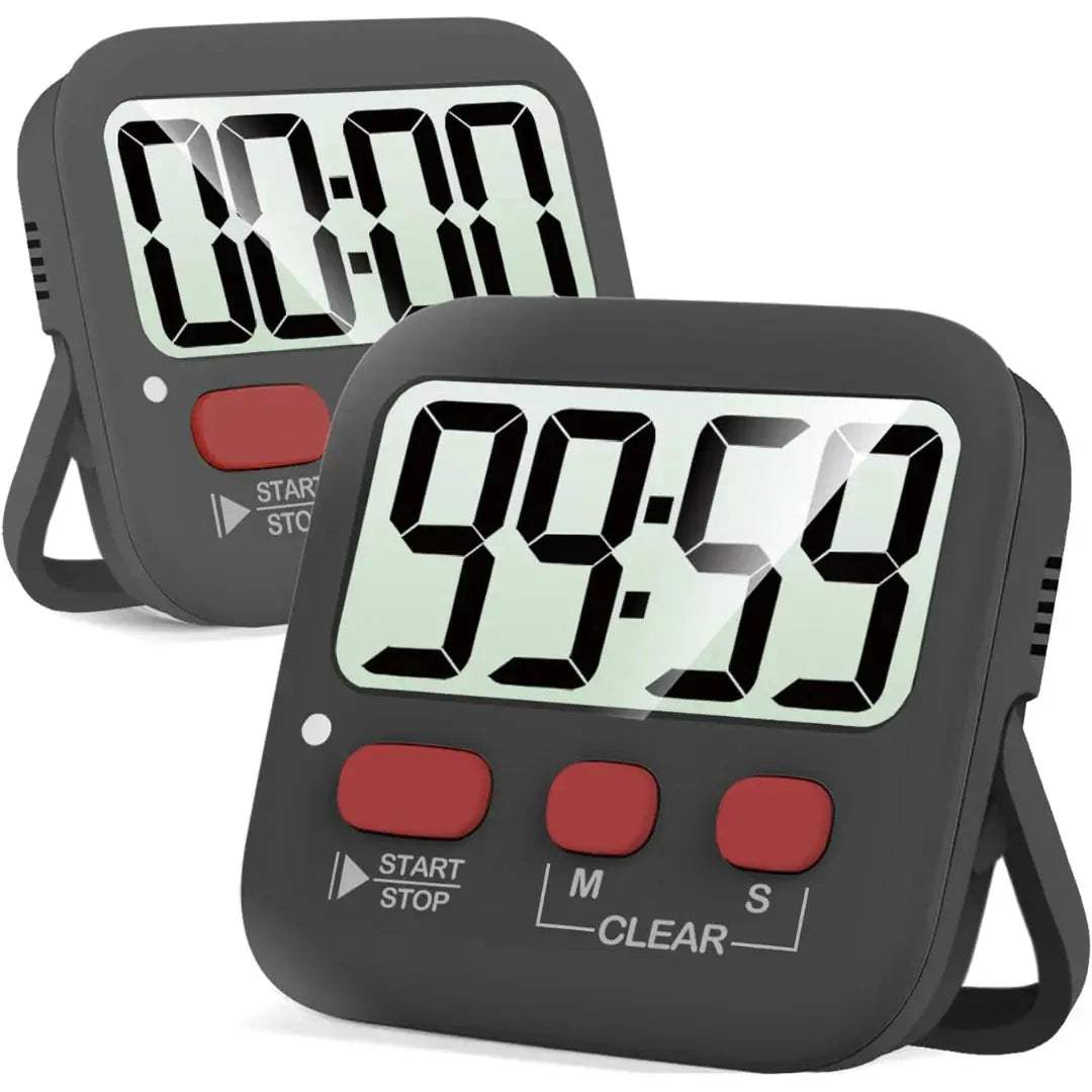 Set of 2 Digital Kitchen Timers – Magnetic Back and Large Display