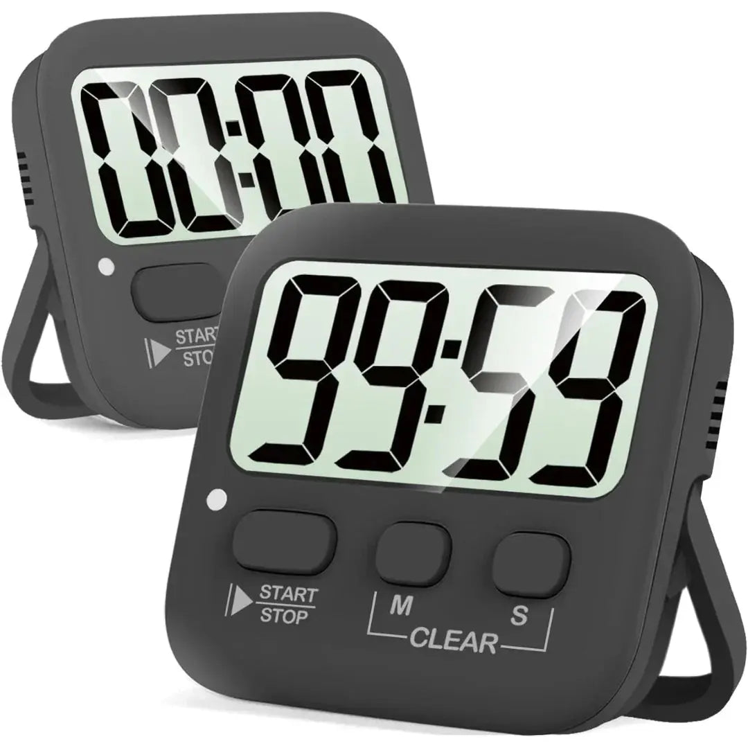 Set of 2 Digital Kitchen Timers – Magnetic Back and Large Display
