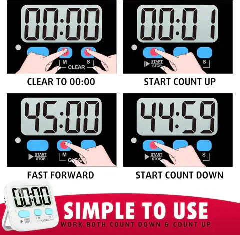 Set of 2 Digital Kitchen Timers – Magnetic Back and Large Display