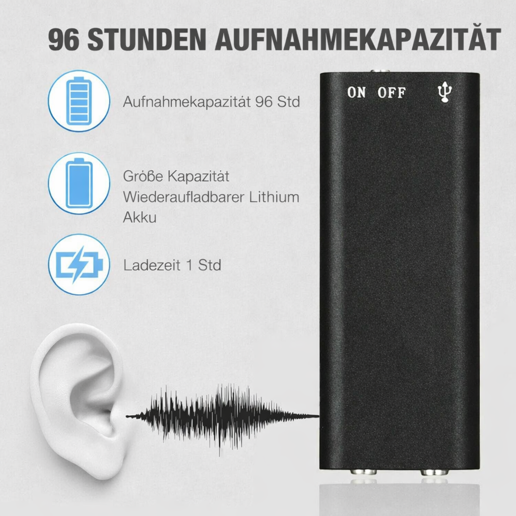 Compact Audio Recorder with One-Touch Recording Feature