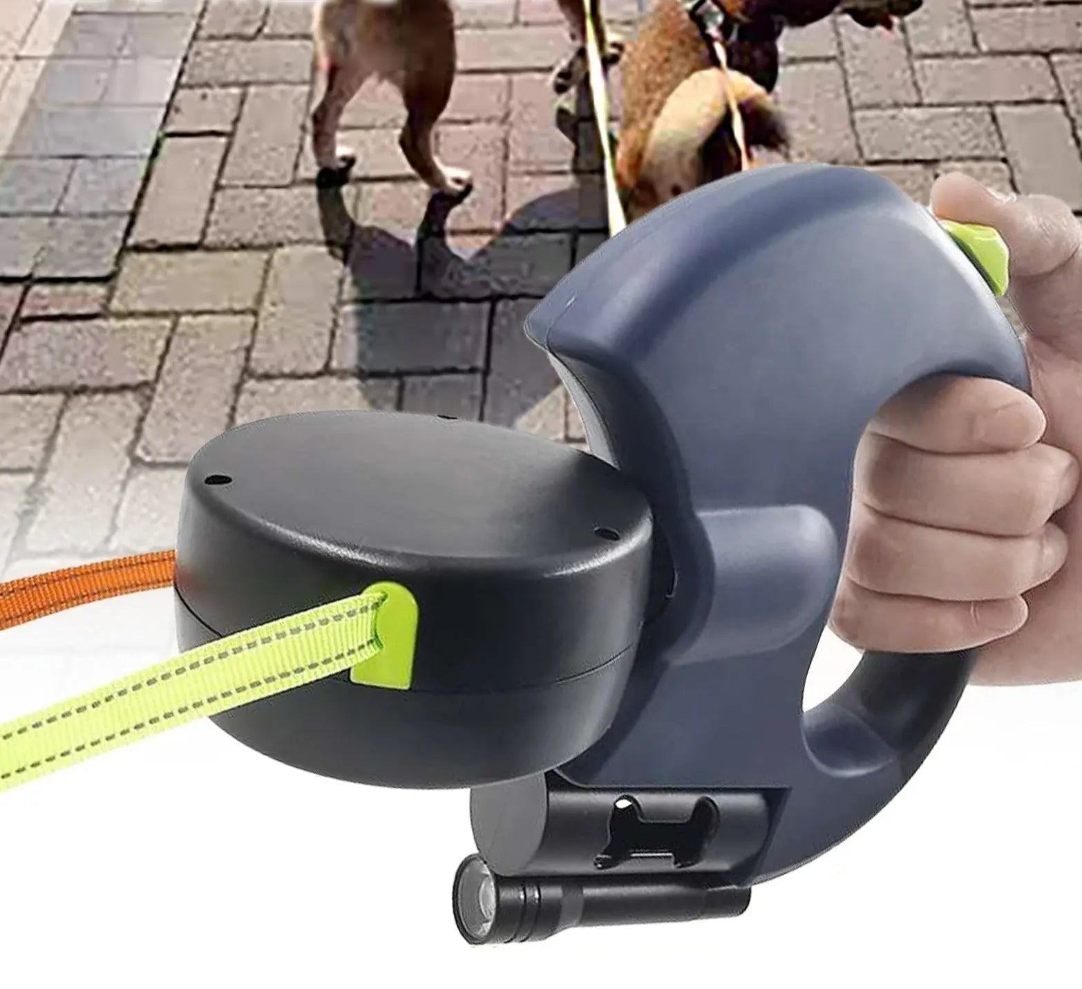 LED Flashlight Dog Leash – Dual Retractable Design for Walking Two Dogs