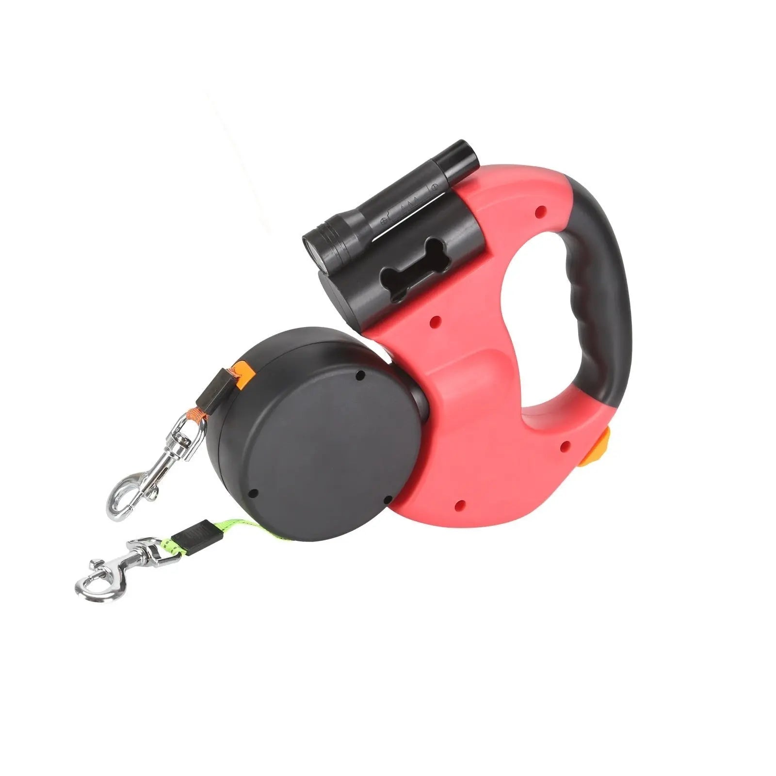 LED Flashlight Dog Leash – Dual Retractable Design for Walking Two Dogs