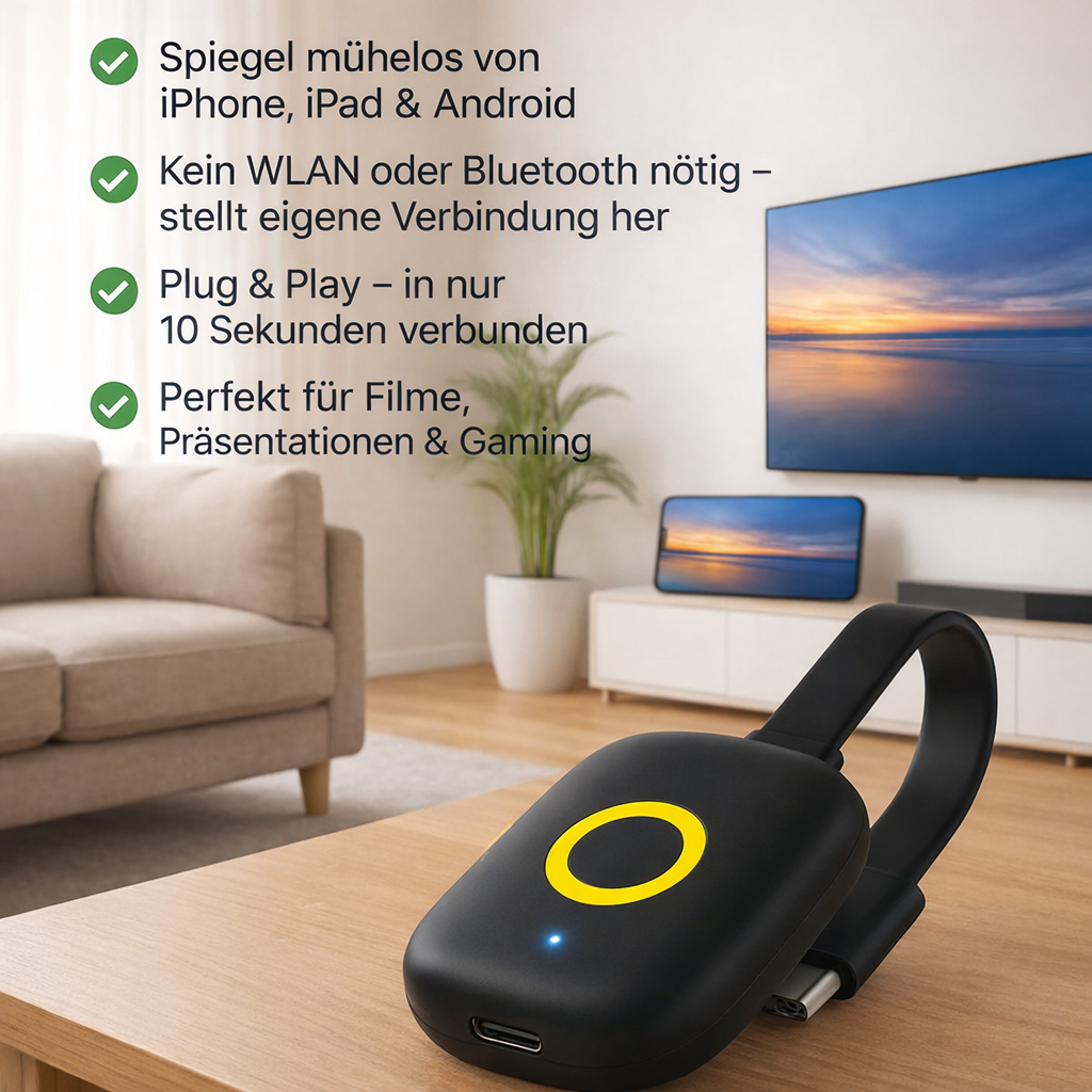 Wireless Display Dongle Adapter | HDMI Plug-and-Play Streaming Device