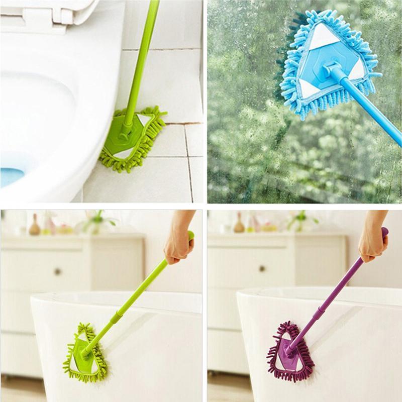 Adjustable Triangular Cleaning Mop with 180-Degree Head and Telescopic Handle