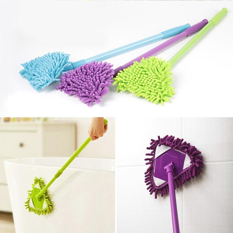 Adjustable Triangular Cleaning Mop with 180-Degree Head and Telescopic Handle