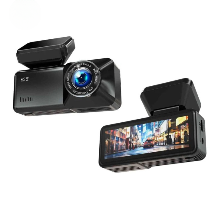 Dual-Lens 4K Dash Camera with GPS and WiFi Connectivity
