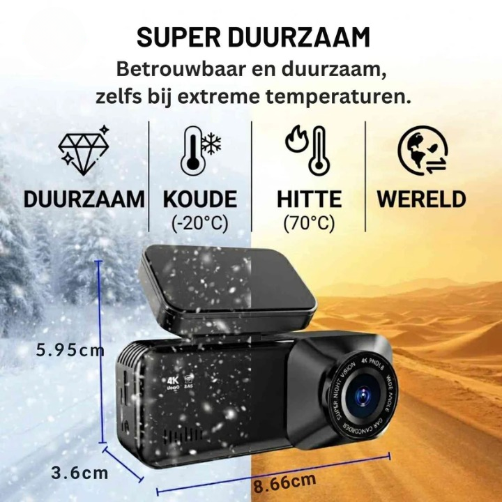 Dual-Lens 4K Dash Camera with GPS and WiFi Connectivity