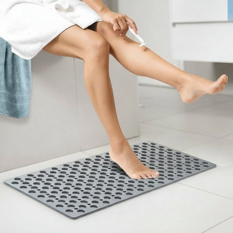 Non-Slip PVC Shower Mat with TPE | Suction Cups | Drain Holes