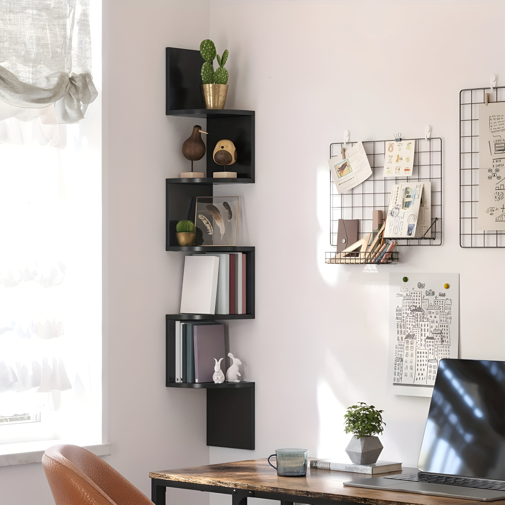 5-Tier Corner Shelf | Zigzag Design for Space-Saving Use