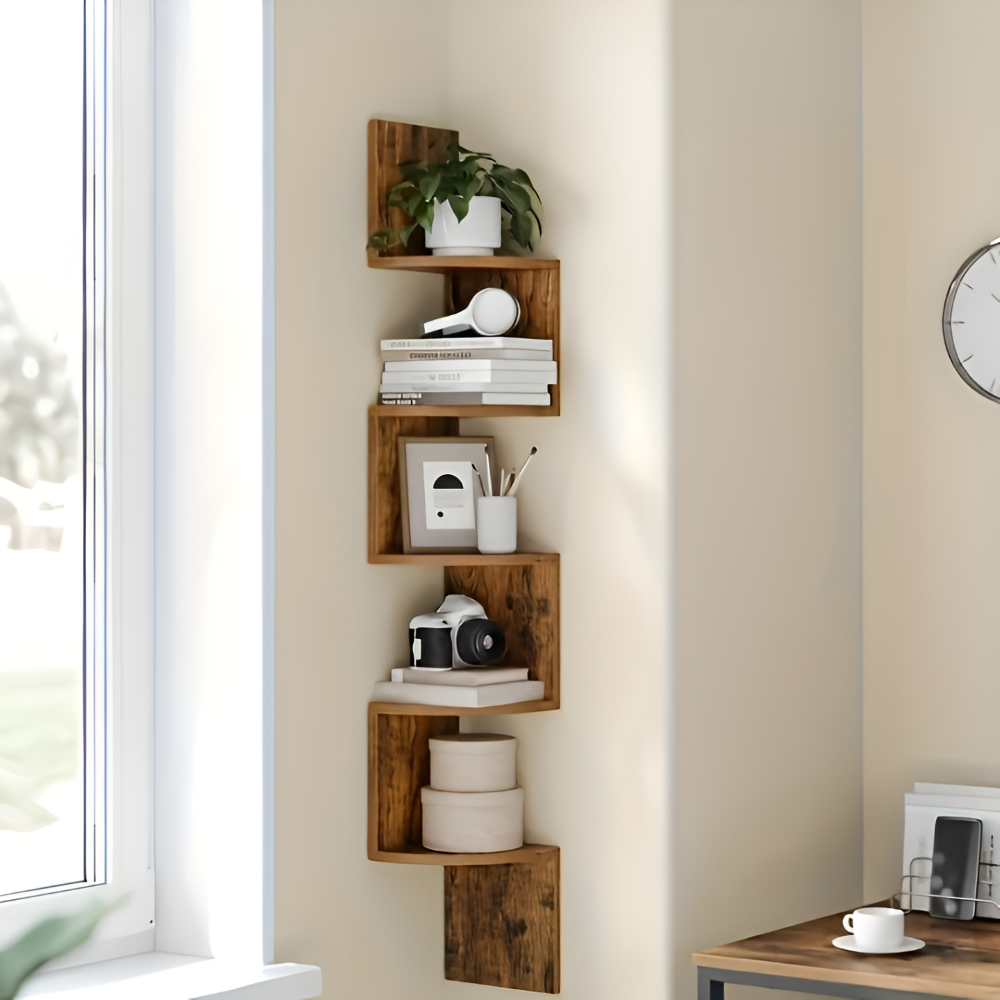 5-Tier Corner Shelf | Zigzag Design for Space-Saving Use