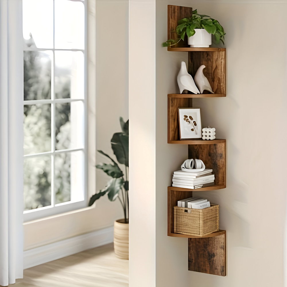 5-Tier Corner Shelf | Zigzag Design for Space-Saving Use
