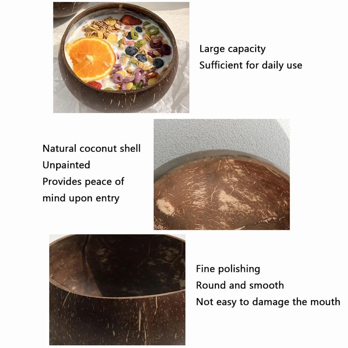 Natural Coconut Shell Bowl Set with Spoon