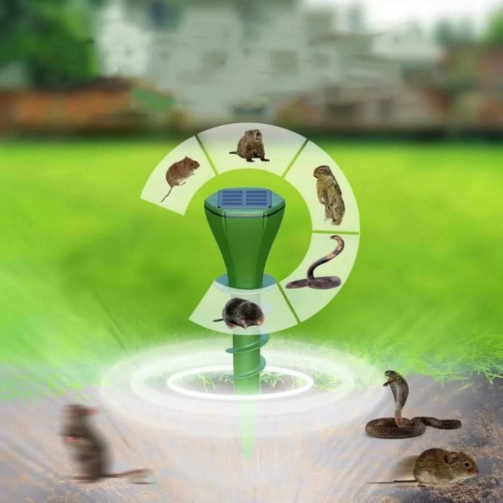 Solar Mole Repellent for Eco-Friendly Garden Protection – Silent Vibration