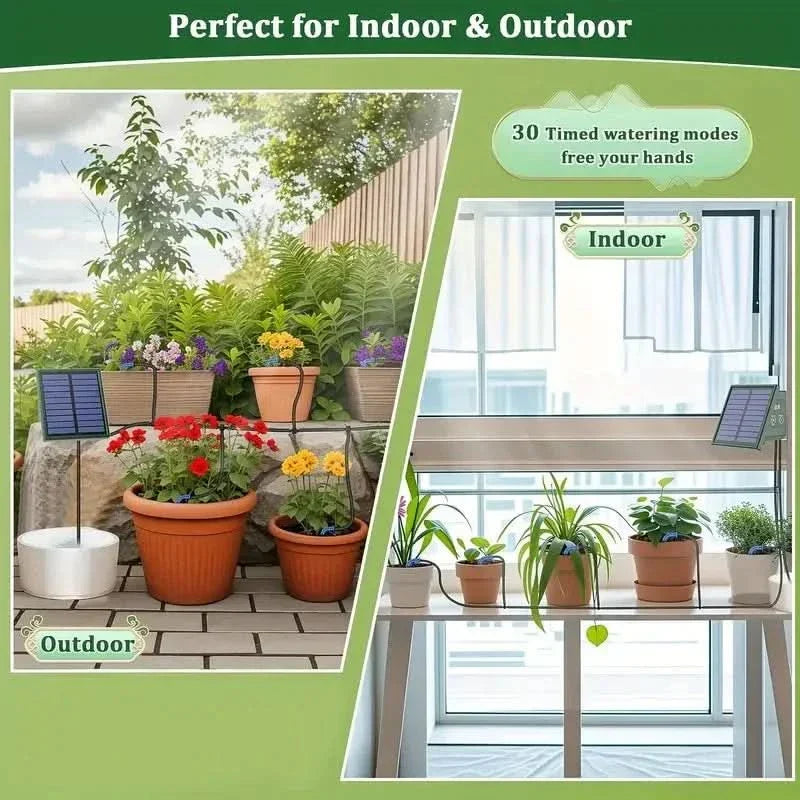 Automatic Watering Timer Kit for Balcony, Patio, and Raised Garden Beds – Smart Solar Drip Irrigation System