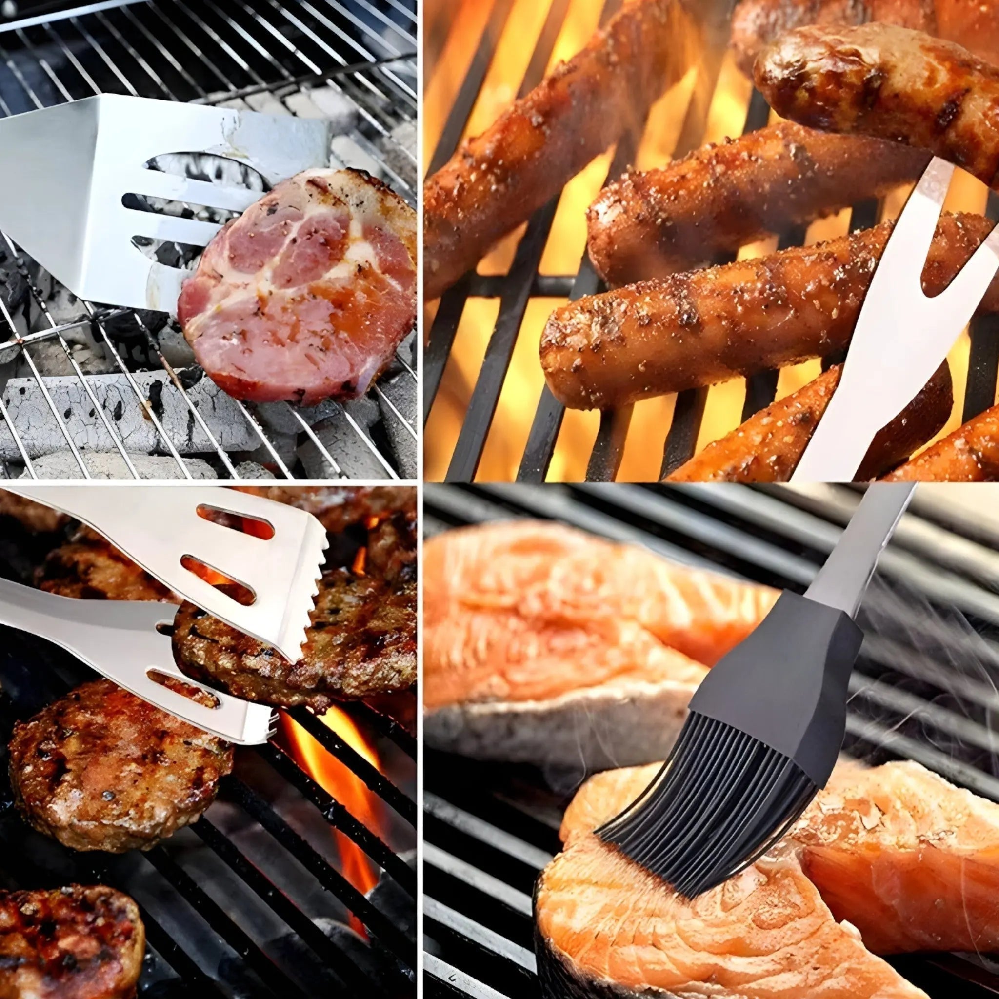 Stainless Steel Barbecue Tool Set with Carry Bag – Heat-Resistant Grip