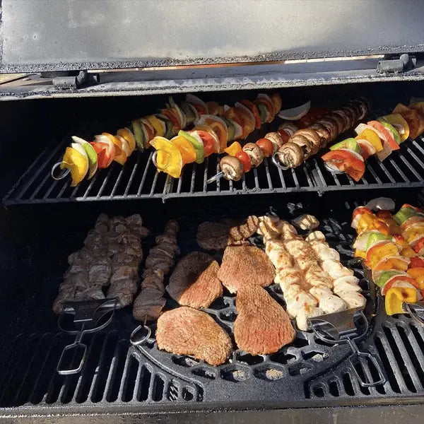 Stainless Steel Skewers | Double Prongs | Slide Scraper for Clean Serving