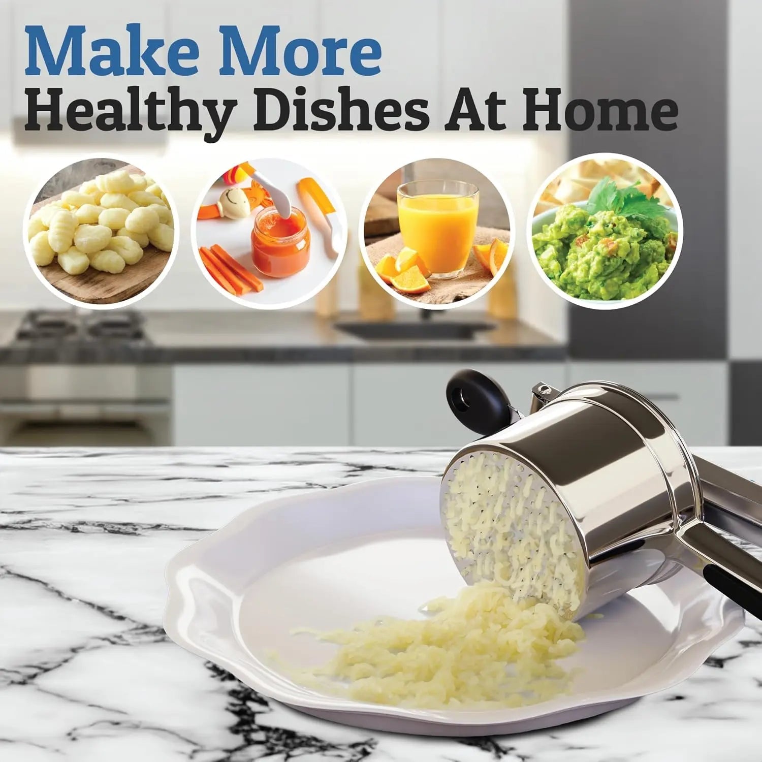 Potato Masher in Stainless Steel – 440 ml, Smooth Puree in a Single Press