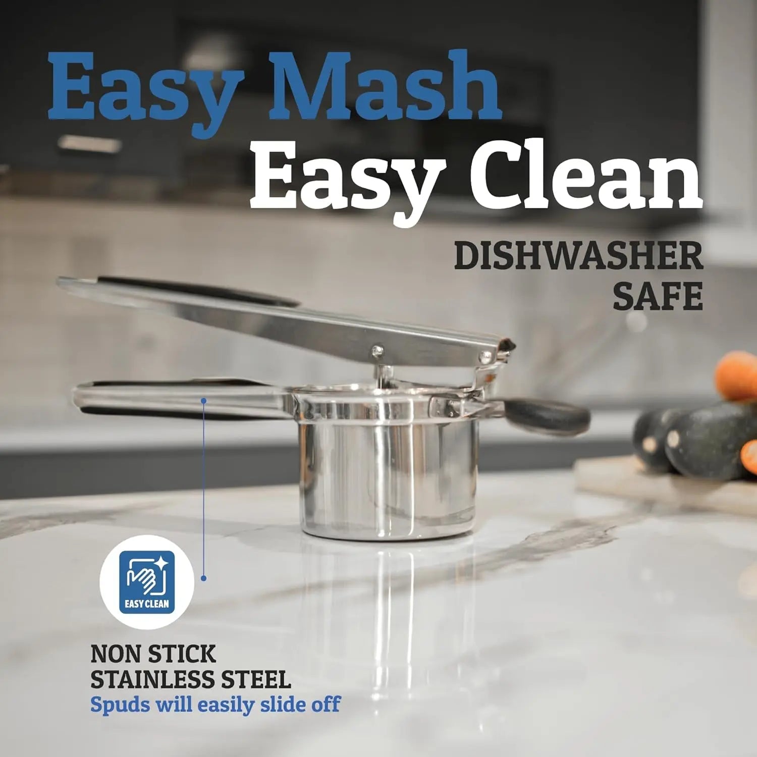 Potato Masher in Stainless Steel – 440 ml, Smooth Puree in a Single Press