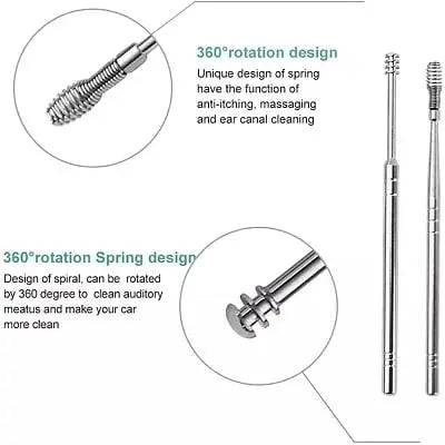 Stainless Steel Ear Cleaning Kit – 6 Tools in Leather Pouch