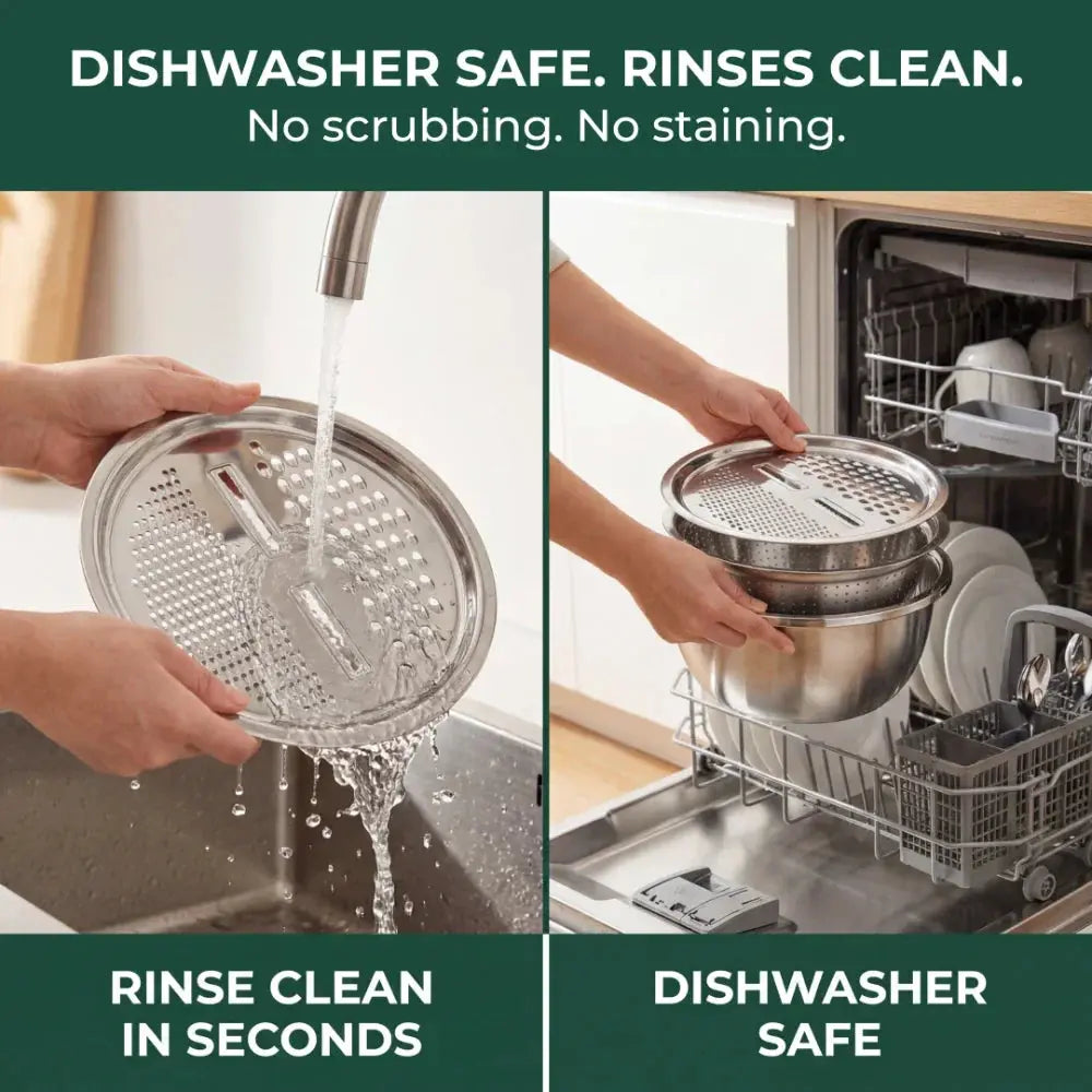 Stainless Steel Mixing Bowl Set with Sieve and Grater – 3 Pieces