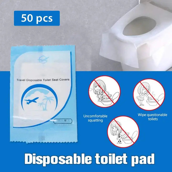 Pack of 50 Disposable Toilet Seat Covers – Travel Hygiene Protection