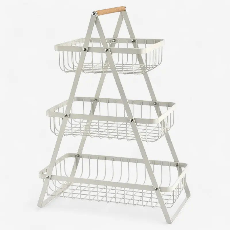 Decorative Iron Basket with Handle – 2 or 3 Tiers, Beaded Accent