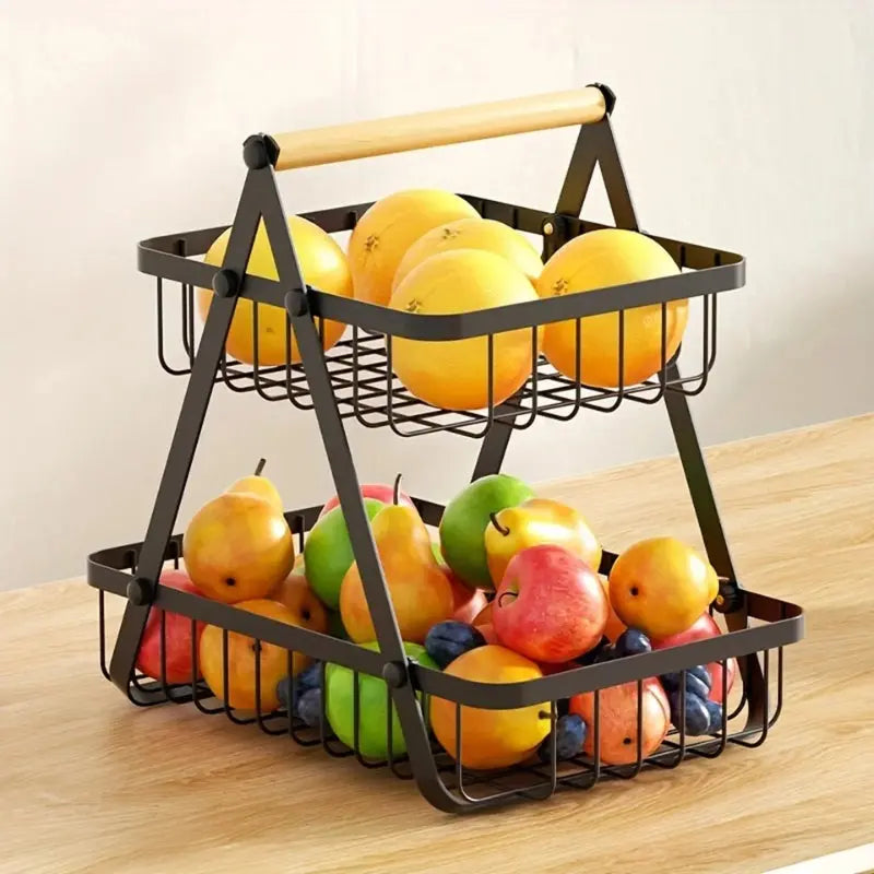 Decorative Iron Basket with Handle – 2 or 3 Tiers, Beaded Accent