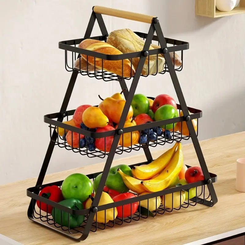 Decorative Iron Basket with Handle – 2 or 3 Tiers, Beaded Accent