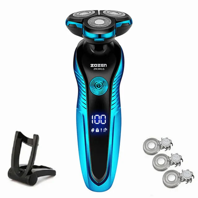 Rotary Electric Shaver with 3 Heads and USB Charging Capability