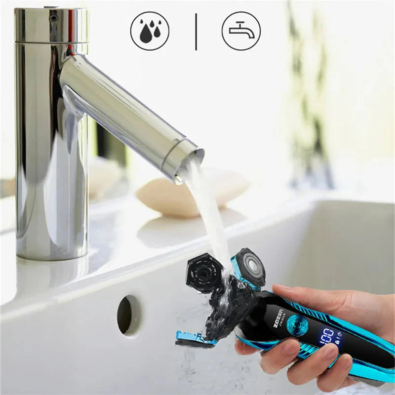Rotary Electric Shaver with 3 Heads and USB Charging Capability