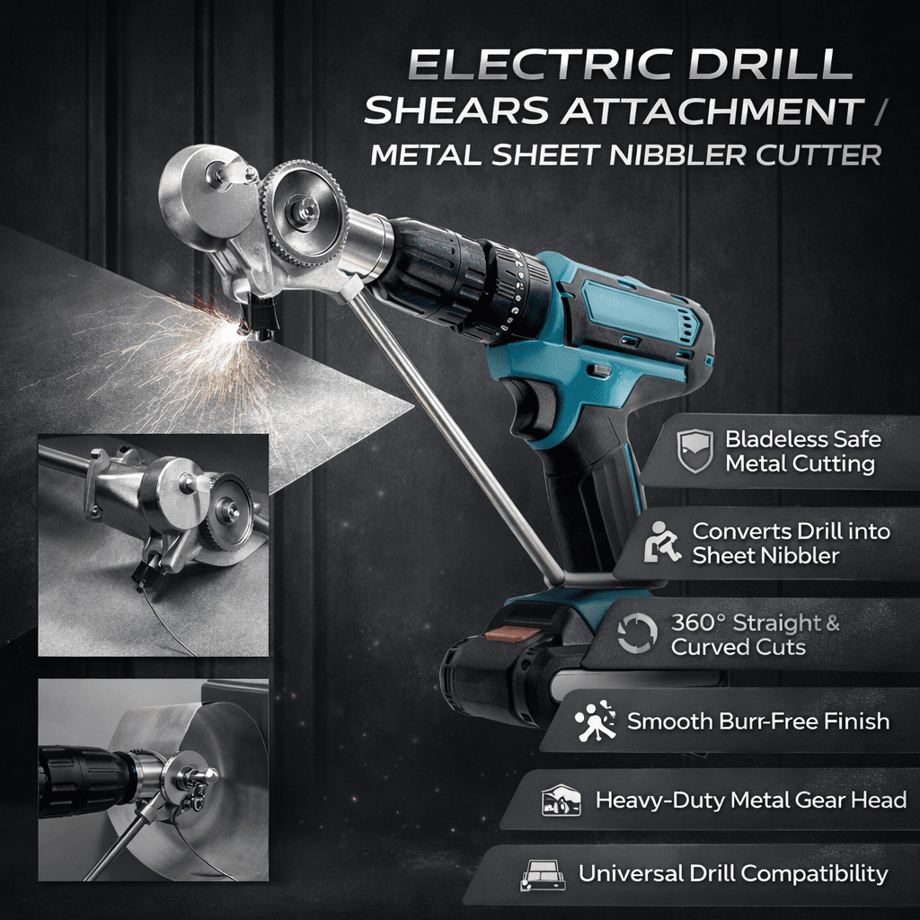 Professional Nibbler Tool with Sheet Metal Cutter Drill Attachment