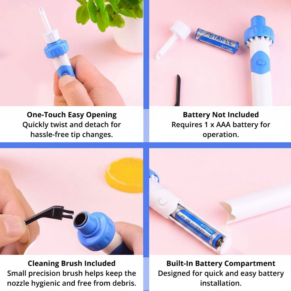 Rechargeable Ear Cleaning Device with Silicone Tip