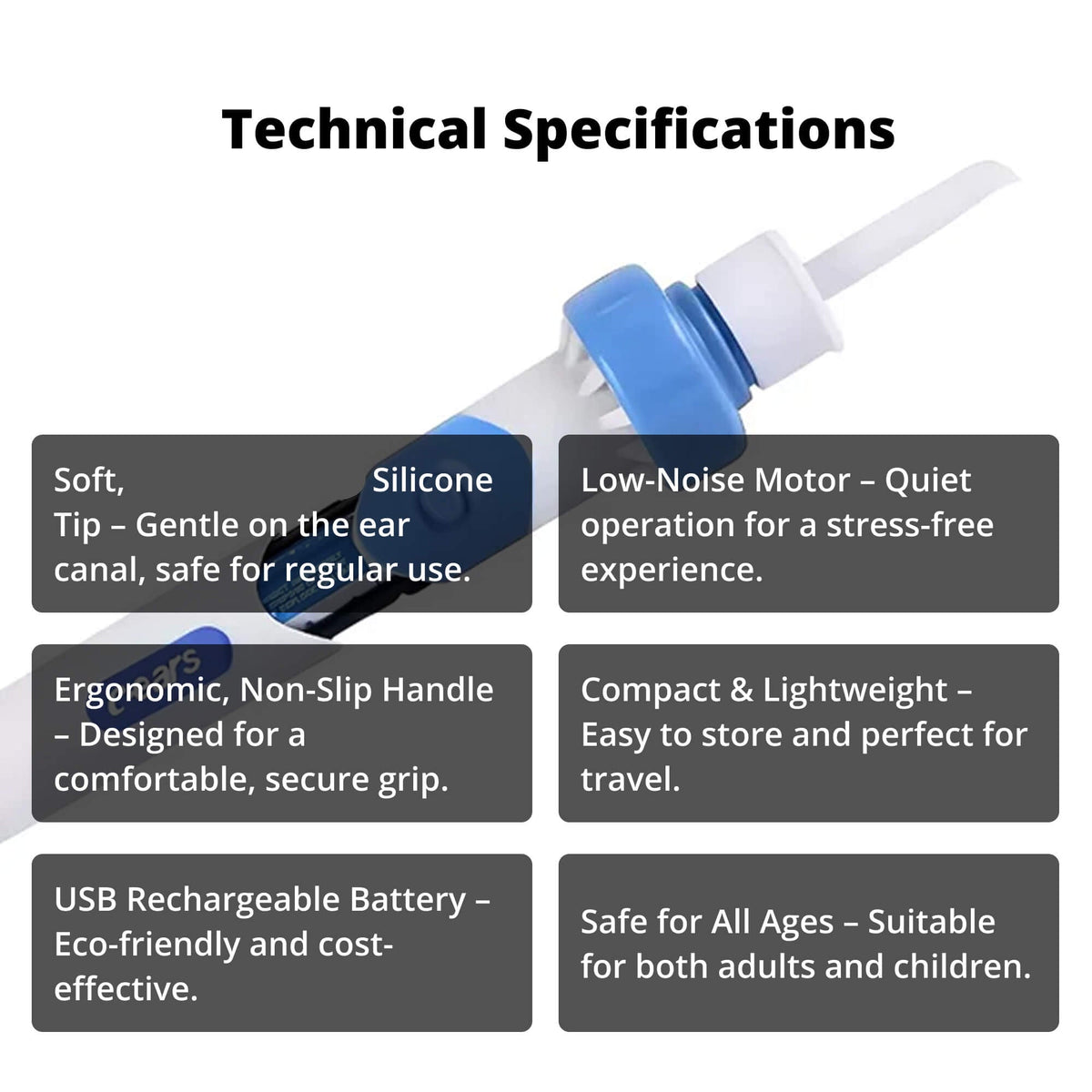 Rechargeable Ear Cleaning Device with Silicone Tip