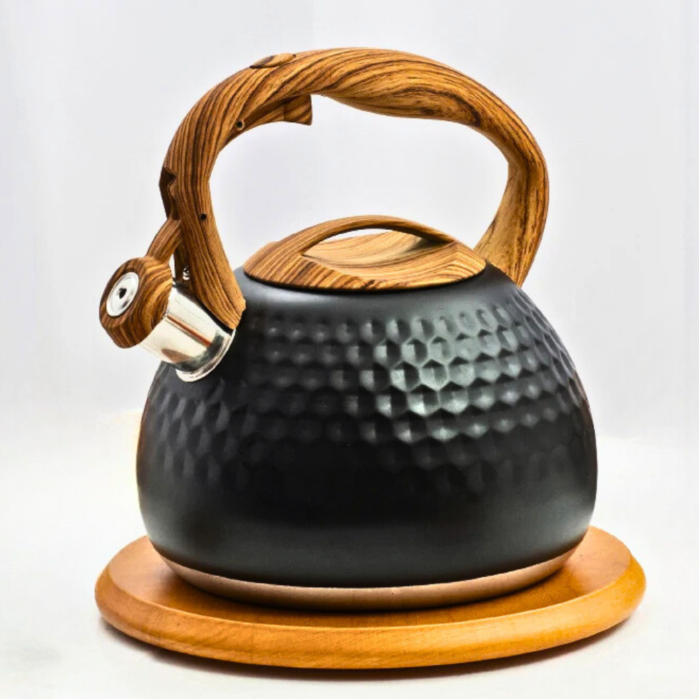 Stylish Electric Kettle with Wooden Handle and Unique Design