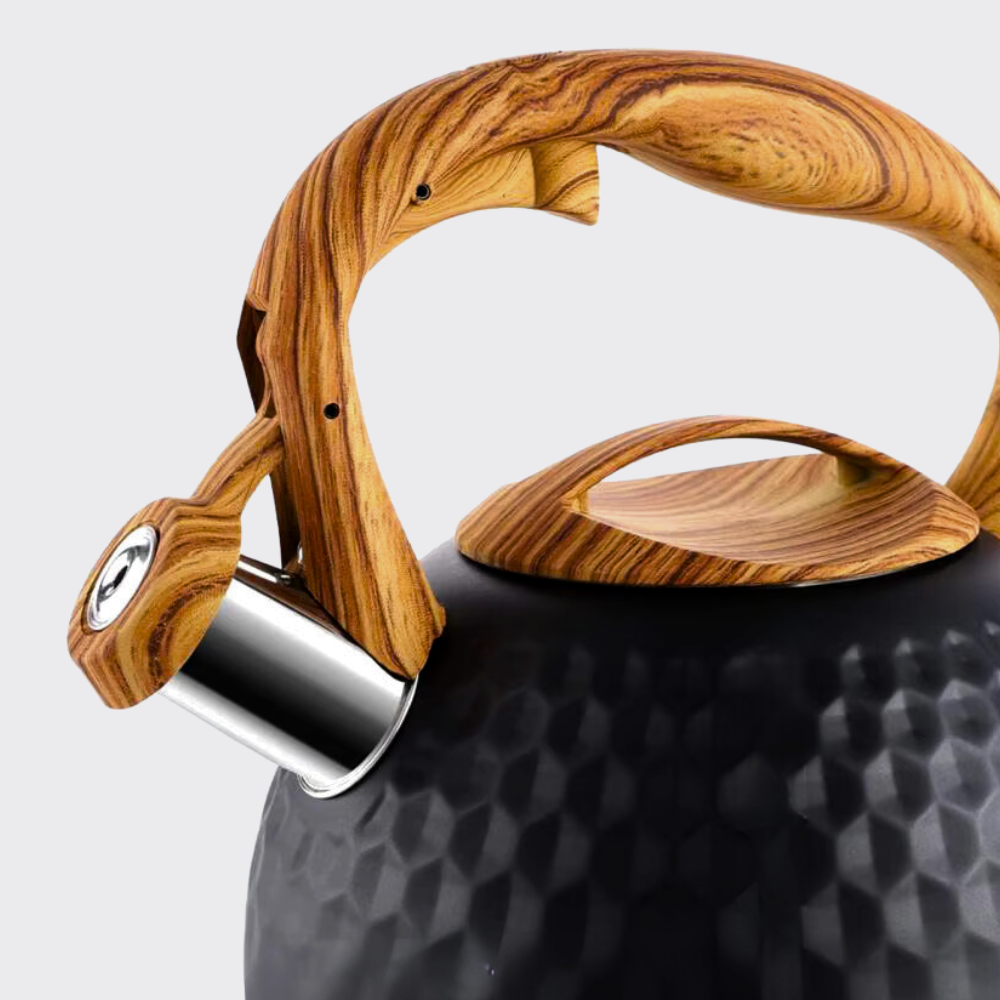 Stylish Electric Kettle with Wooden Handle and Unique Design