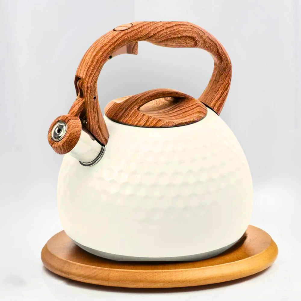 Stylish Electric Kettle with Wooden Handle and Unique Design