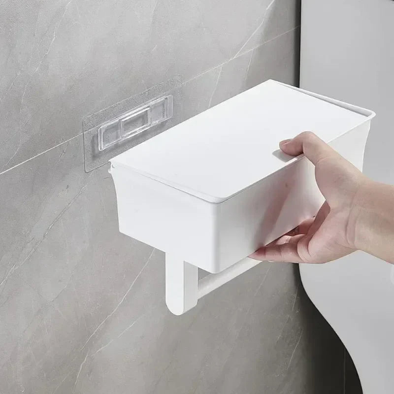 Stylish Wall-Mounted Toilet Paper Holder with Storage Solutions