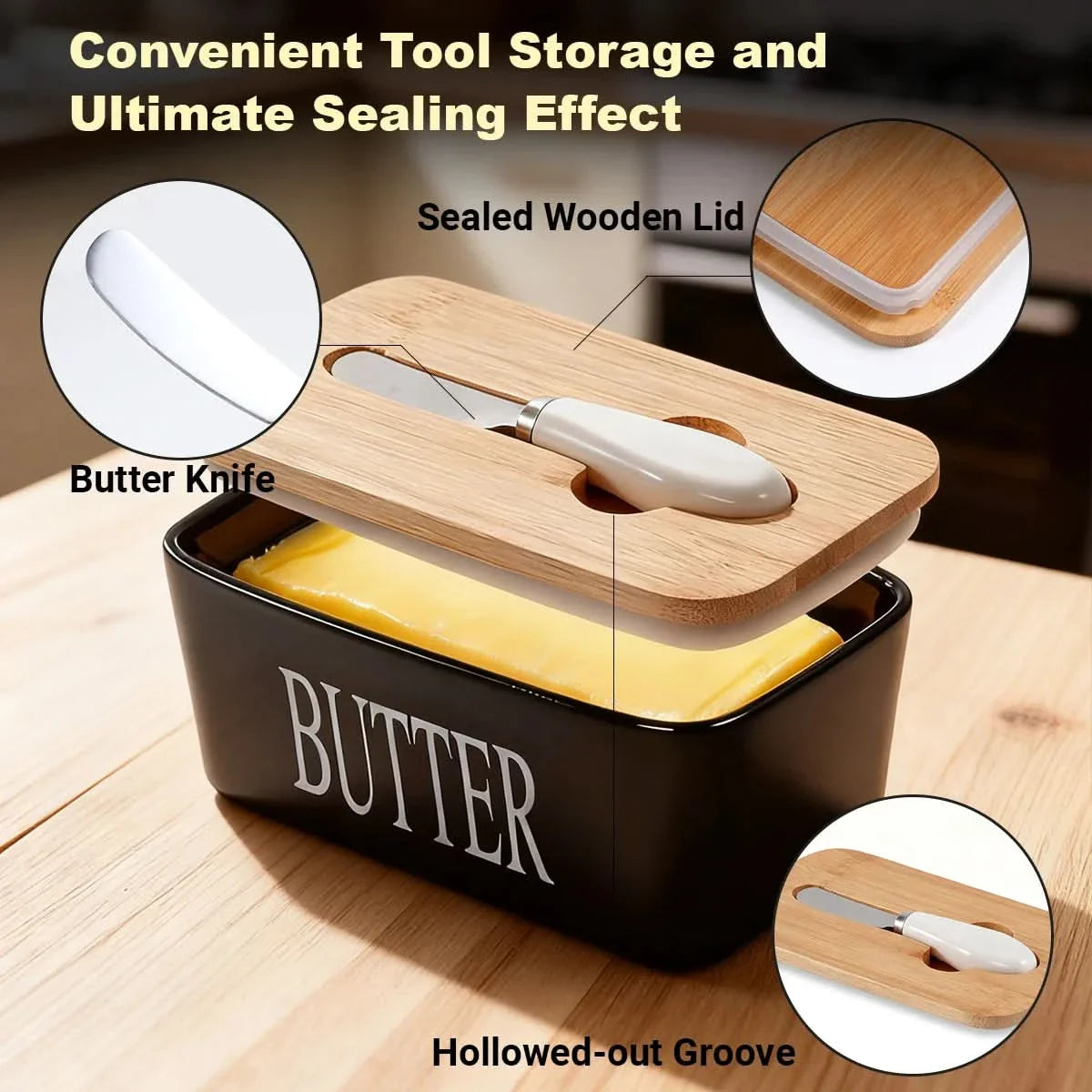 Butter Dish with Double Silicone Seal for Freshness Storage