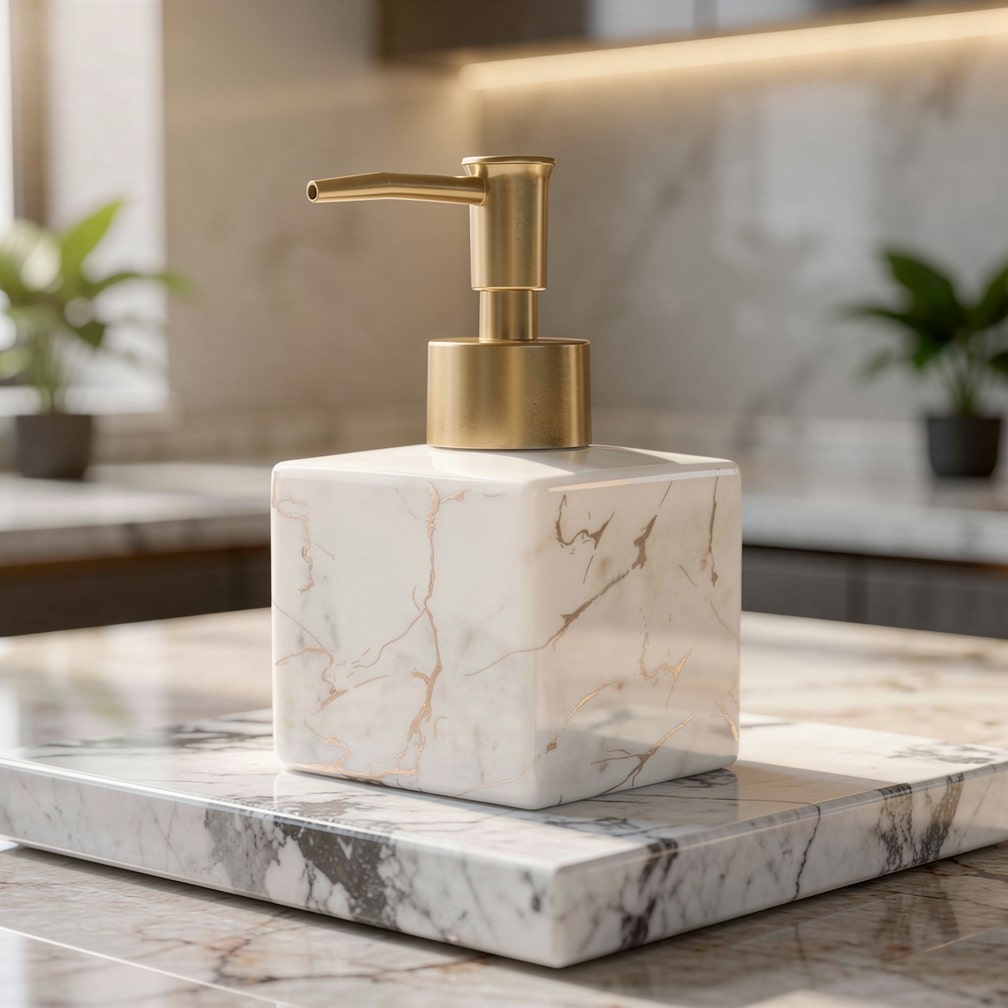 Elegant Ceramic Liquid Dispenser with Gold Accents