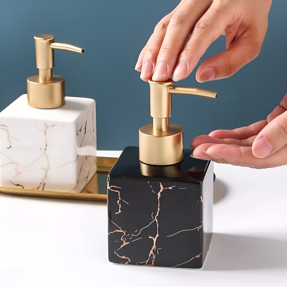 Elegant Ceramic Liquid Dispenser with Gold Accents